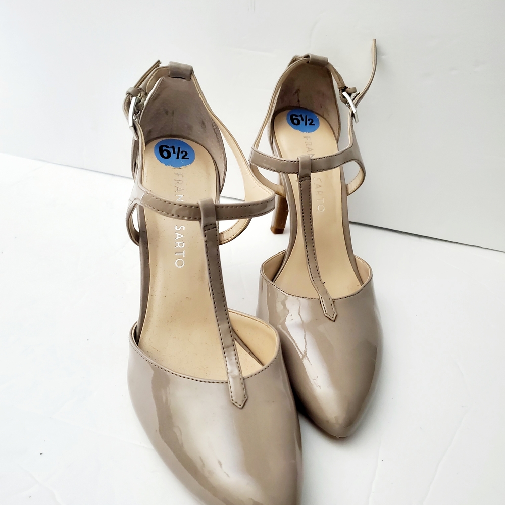 Franco Sarto Women's Taupe T-Strap Heels